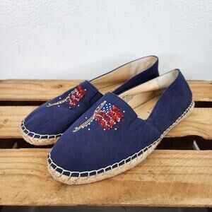 Quaker Factory Fenla Blue Studded American Flag Americana Women's Shoes Sz. 8